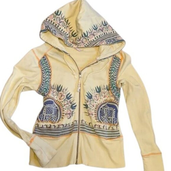 Free People Cotton Boho Patterned Hoodie Jacket - Picture 1 of 15